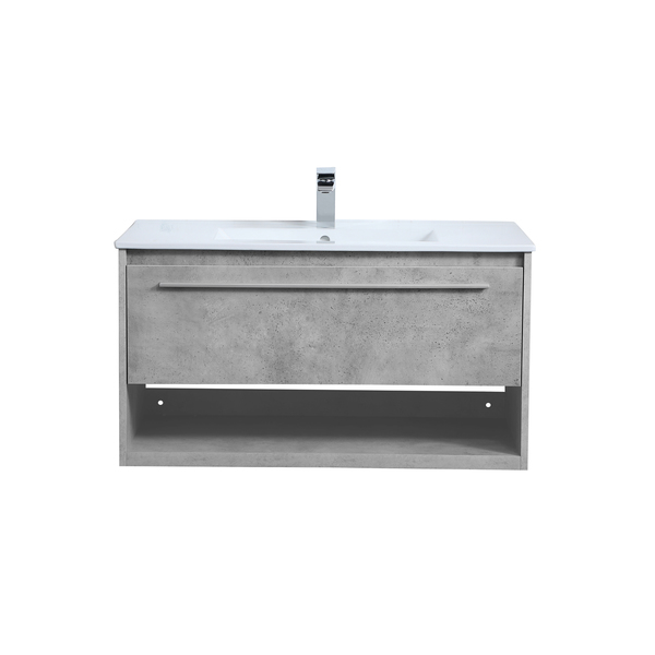 Elegant Decor 36 Inch Single Bathroom Floating Vanity In Concrete Grey VF43036CG